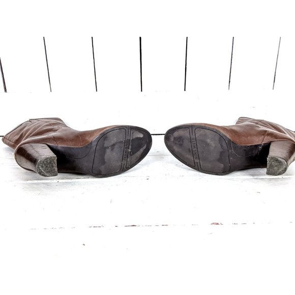 Nine West brown tall rounded toe high heel boots - Picture 8 of 9